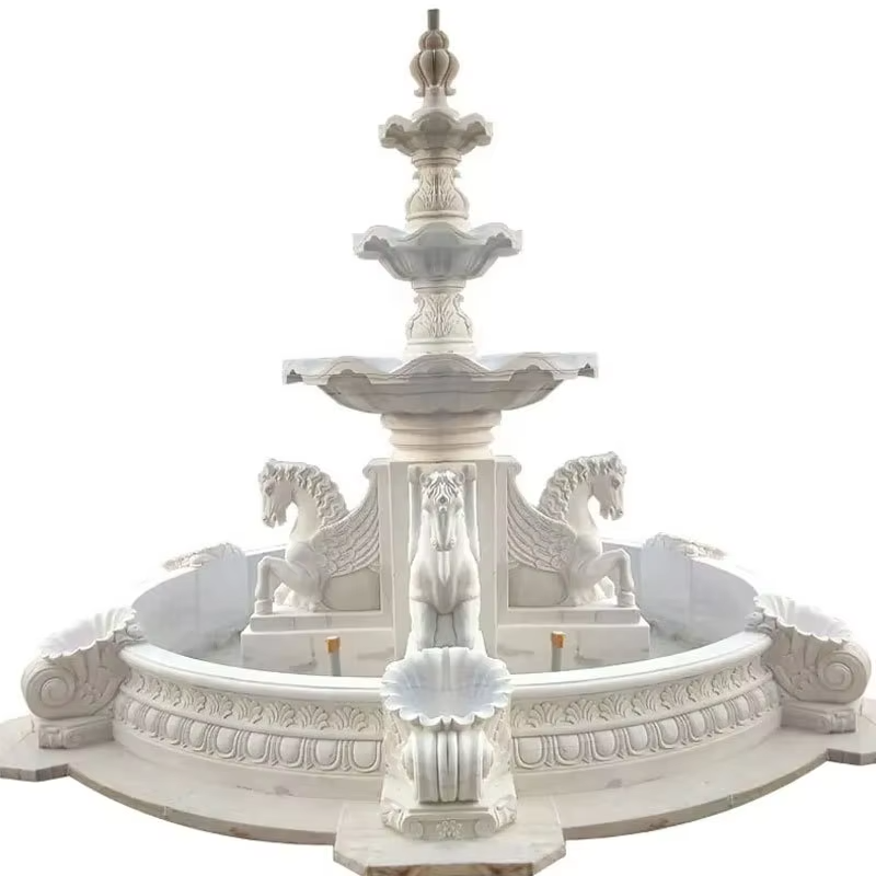White Marble Water Fountain Natural Stone