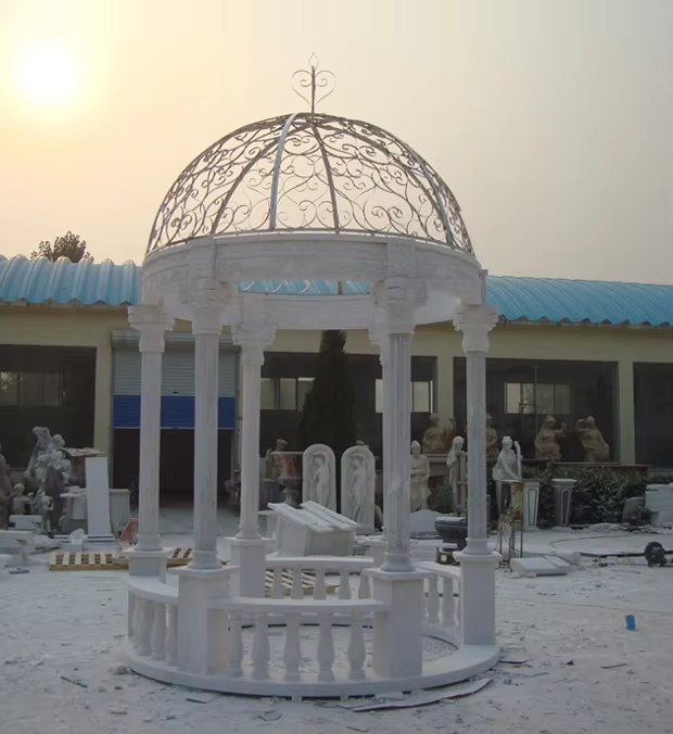 Garden Carved Stone White Column