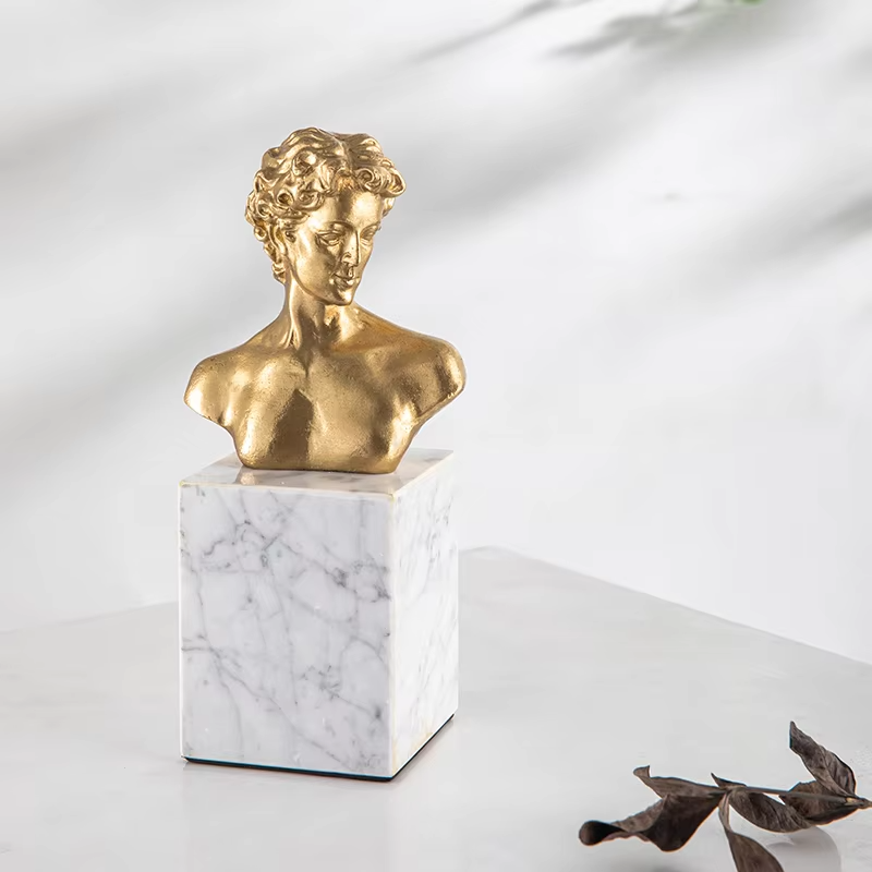 Brass White Marble Sculpture Modern Design